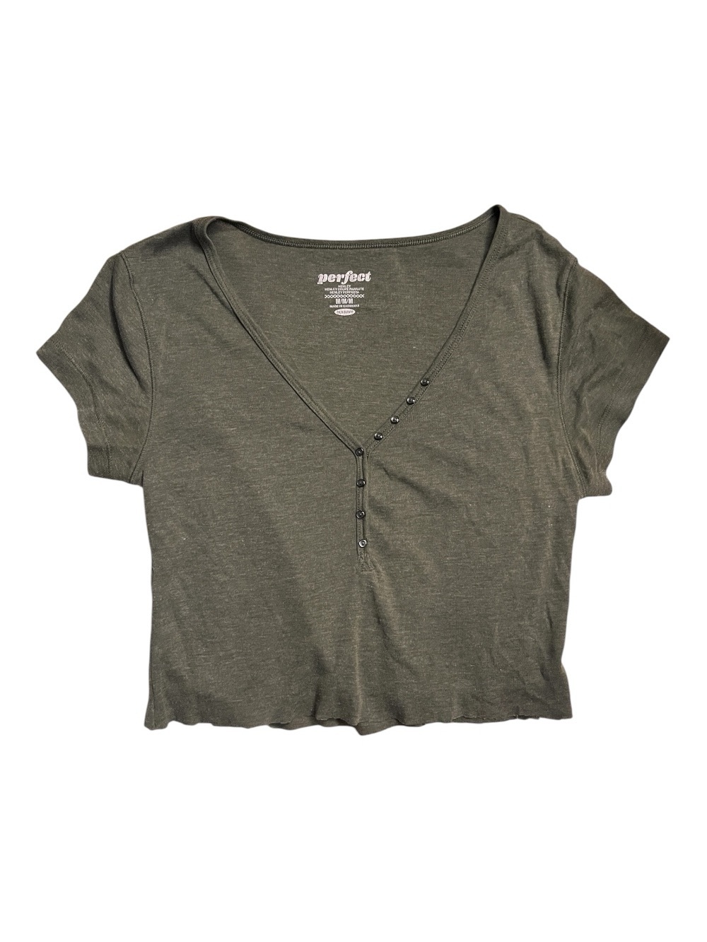 Old navy button up dark grey cropped henley